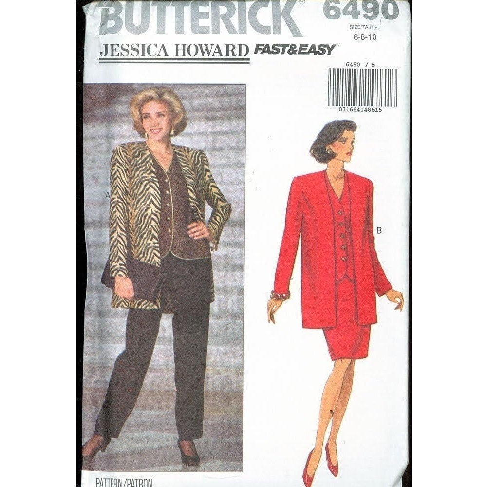 Butterick Sewing Pattern 6490 JESSICA HOWARD Jacket Skirt Top Pants Size 6-10